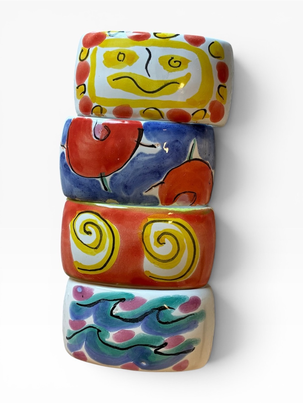 Present Tense Tickled Pink Napkin Rings Set 4 Elizabeth Barrett Roche Made Italy